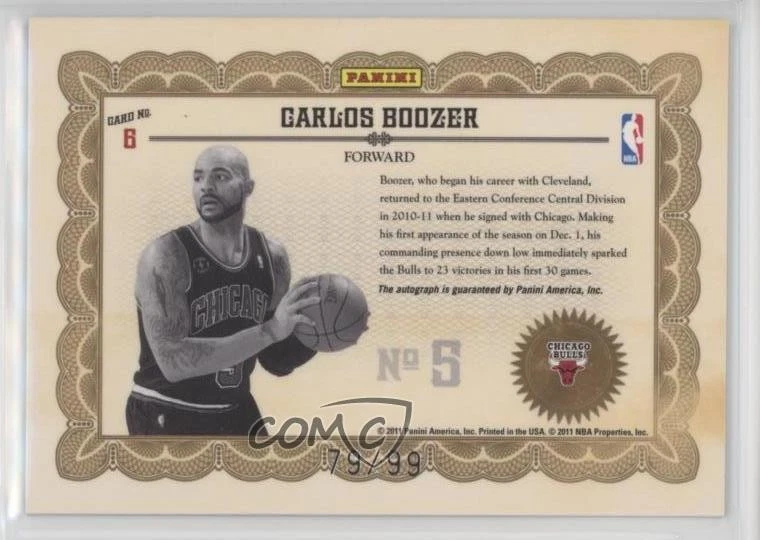 2010-11 Panini Gold Standard Gold Stars Signatures /99 Carlos Boozer #6 Auto - Image 2 of 2
