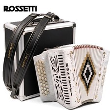 Acordeón diatónico Rossetti 3112 FBE Fa 31 botones - blanco con estuche y correas