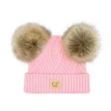 C.C Kids' Babies' Soft Stretch Cable Knit Faux Fur One Size, Criss Cross Pink