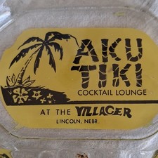 Aku Tiki Cocktail Lounge Glass Ashtray Hotel & Motel The Villager Lincoln NE