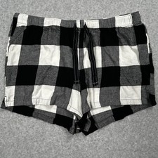 Old Navy Flannel Shorts Womens XL Black White Buffalo Check Elastic Sleep Lounge