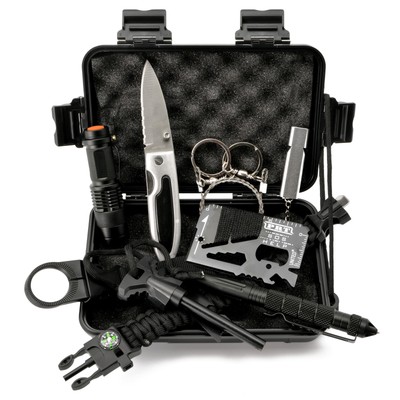 Notfallbox 10-tlg. Survival Kit Gear Outdoor Gadget Tools Camping Prepper Set