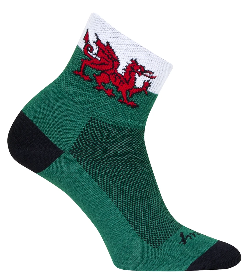 Socks - SockGuy - Welsh Dragon Green S/M 3" Classic Cycling/Running NEW - Image 2 of 4