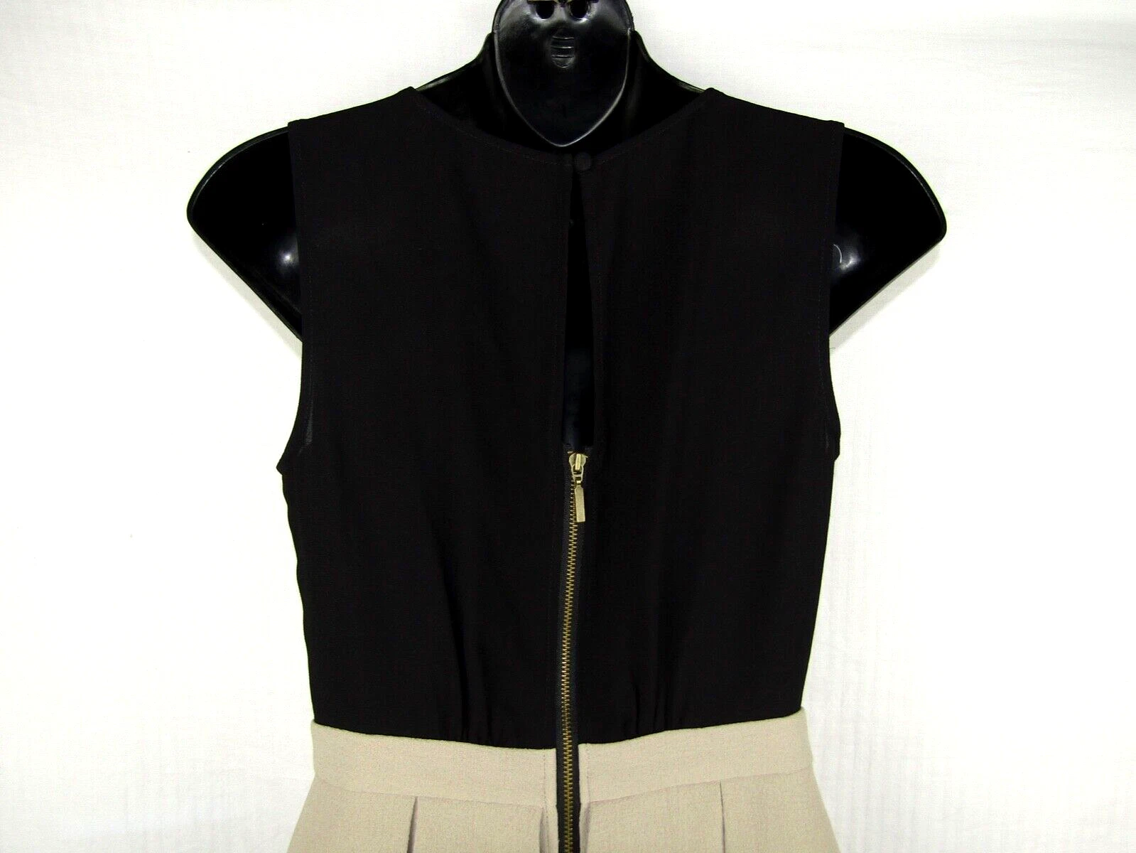 VETEMENTS Abito Max Cleo Tubino Peplum Carrie Taglia 0 Nero Beige Blocco Colore Senza Maniche