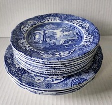 VINTAGE SPODE BLUE ITALIAN COUNTRYSIDE 12 PIECE PLATE SET - MADE IN ENGLAND