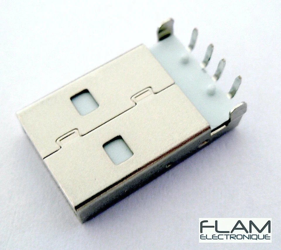 GENERIQUE Connecteur à souder USB 2.0 male type A USB male 4 pins 90° DIP solder connector