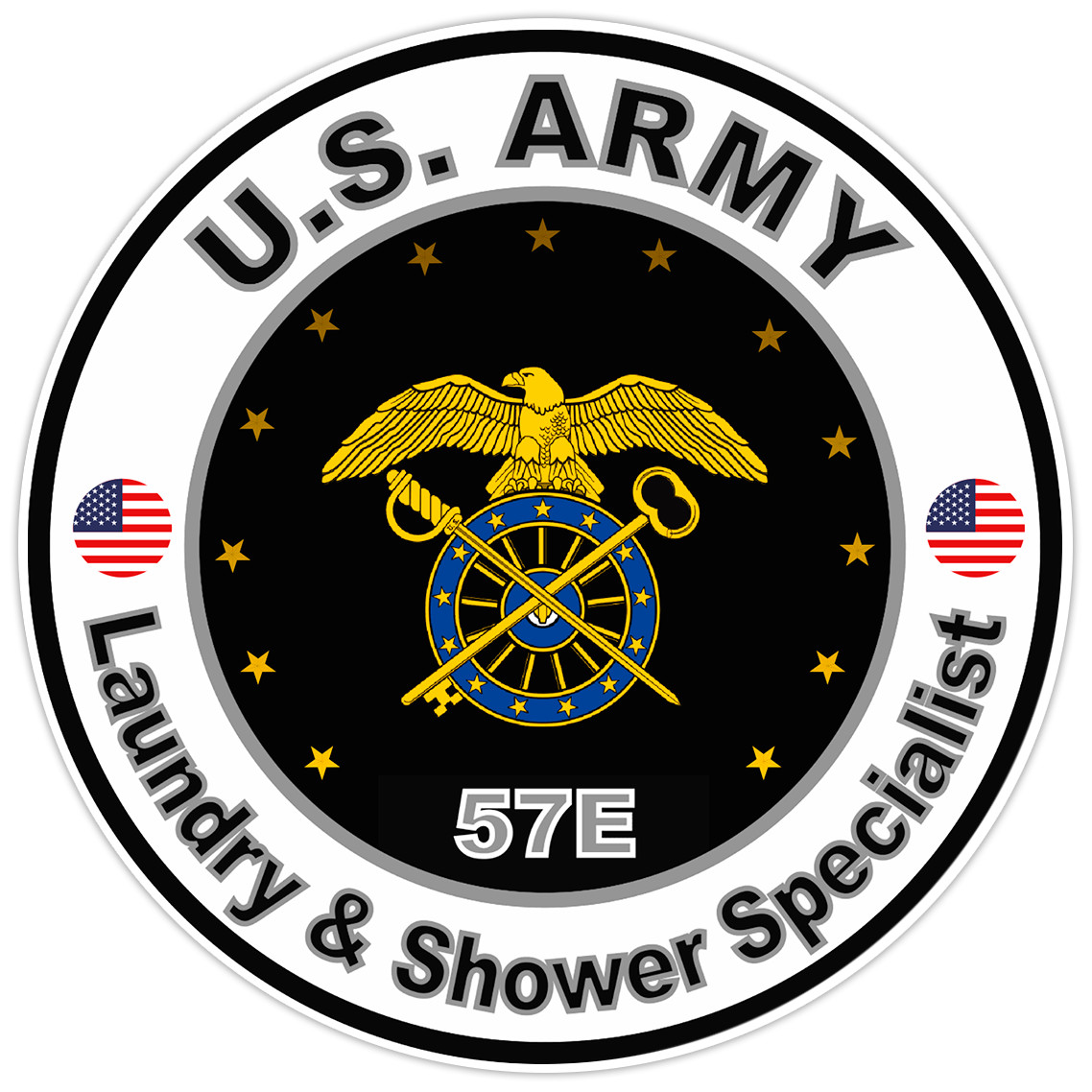 United States Army Laundry & Shower Specialist Bumper Sticker Military Decal 5"