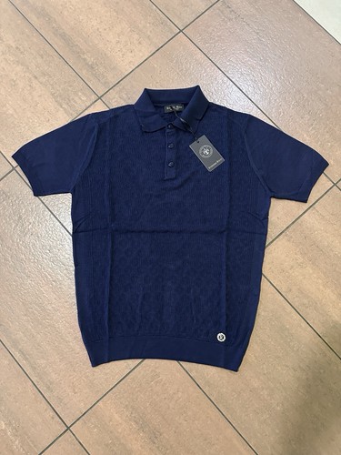 Stefano Ricci Gr. M Herren Strick Polo T-Shirt mit Knöpfen Farbe hellblau