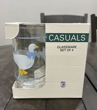 Luminarc Arc Country Goose Glasses Set of 4 Blue Ribbon Drinking Cups Tumbler
