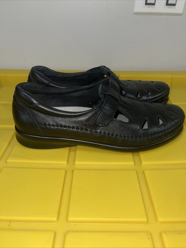 SAS BLACK LEATHER ROAMER MARY JANE SIZE 8.5S T-STRAP TRIPAD COMFORT SHOES - Picture 4 of 13