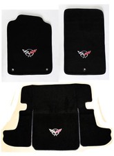New Floor Mats 1998-2004 Corvette With Embroidered Circle Emblem Logo 3pc Set