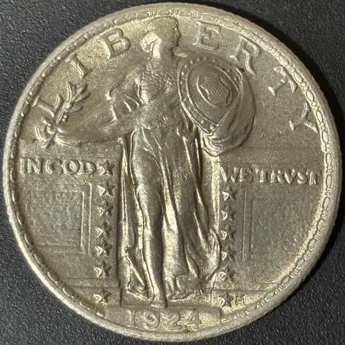 1924-P 25C Standing Liberty Quarter - Raw AU - See Pictures