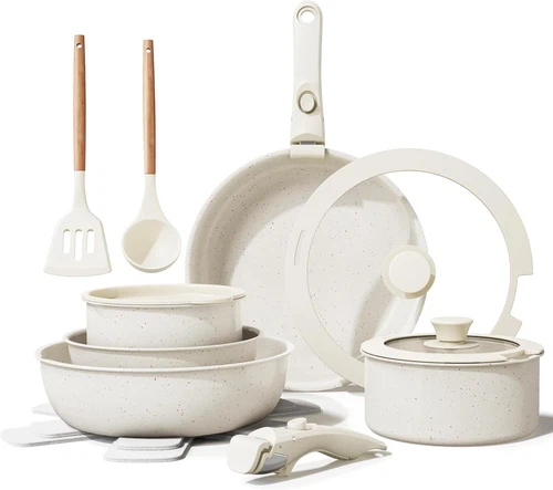 Ceramic Nonstick Cookware Set, Healthy,Non Toxic,17-Pieces Pots