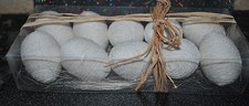 NEW EASTER DECOR SET/10 EGGS White Box Styrofoam Knit