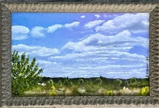 Original Oil Painting Field Landscape Meadow Nature Scenery Framed Realistic Art