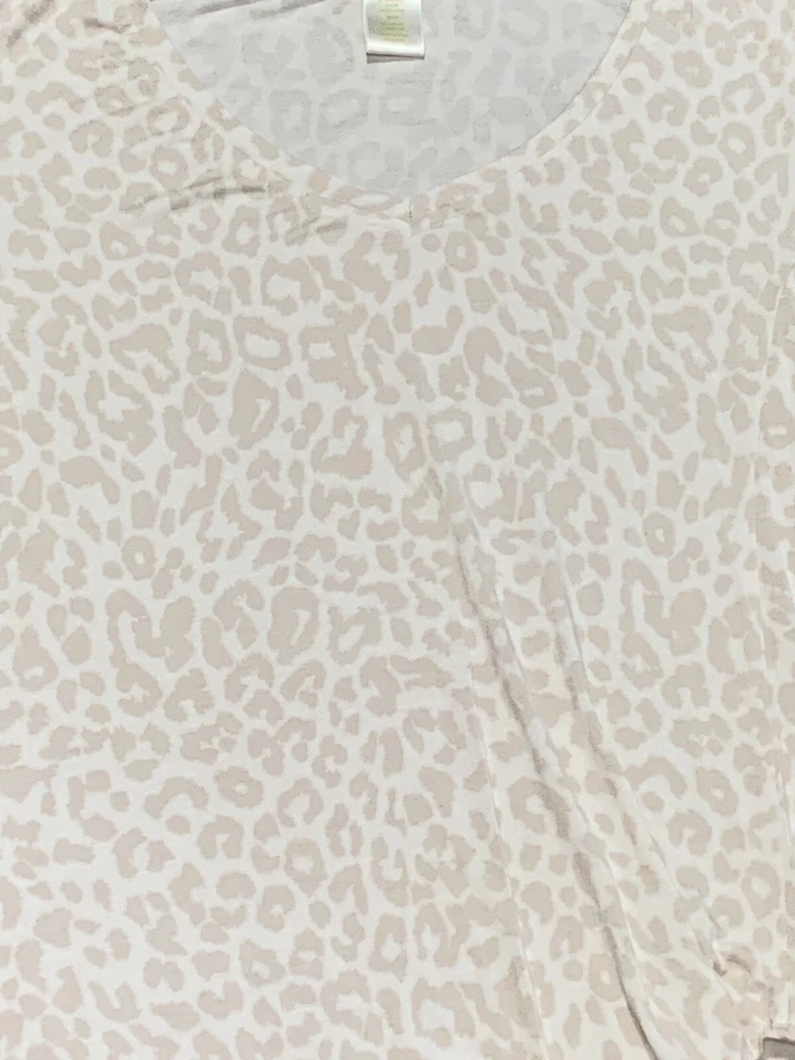 Camisa Matty M Mujer Talla Pequeña Blanca Beige Estampado Animal Ligera Corbata Frontal Foto 4 de 4