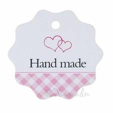 Pink Hearts Hand Made Specialty Merchandise Paper Tags P4548 - 20, 50 Or 100PCs