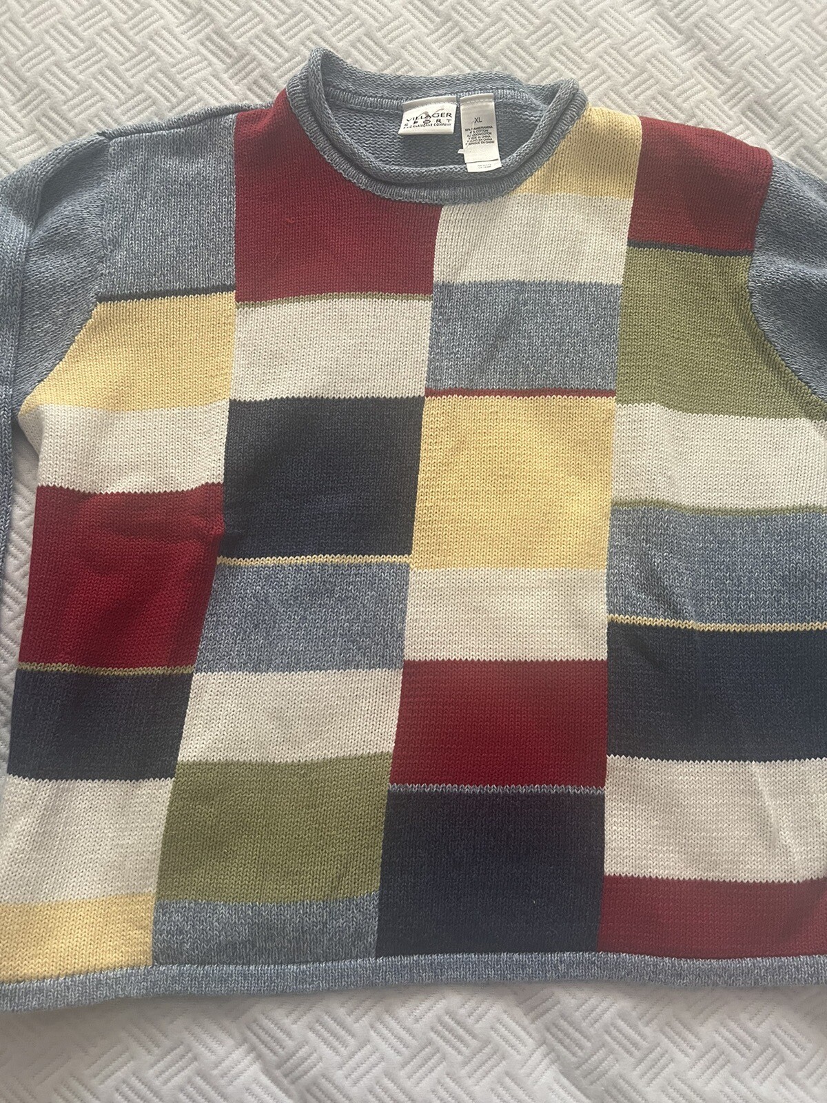 Vintage Villager Liz Clairborne Patchwork Crewnec… - image 2