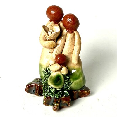 Miniature Ceramic Nativity Set Small 3  Hand Made Clay Studio Pottery