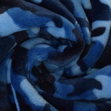 Double Sided Cuddle Fleece Fabric Material BLUE CAMOUFLAGE