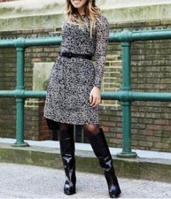 POPSUGAR Black Gray Dress Leopard Print Size Medium Sheer Long Sleeve