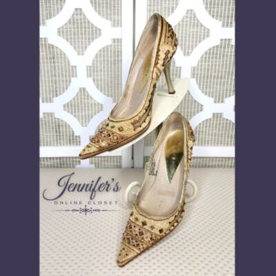 Nine West Casanova Brocade Beaded Pointed Toe Heels Size 6.5