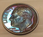1961 Gem  Proof Dime 90% Silver  MONSTER  Toning  #609 ~ 27