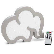 Wooden Elephant Night Light for Kids - Dimmable LED Nursery Lamp with Remote