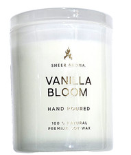 Sheer Aroma Vanilla Bloom Candle Hand Poured 100 Natural Premium Soy Wax 12oz
