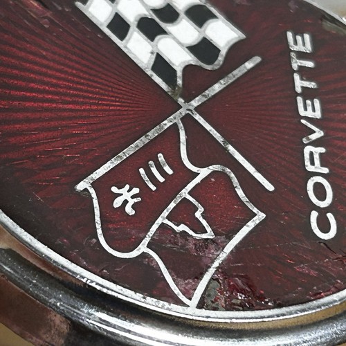 GM #347914 1975-1976 Corvette Rear Fuel Door Emblem & Nose Badge #347915 *Wear - Picture 18 of 24