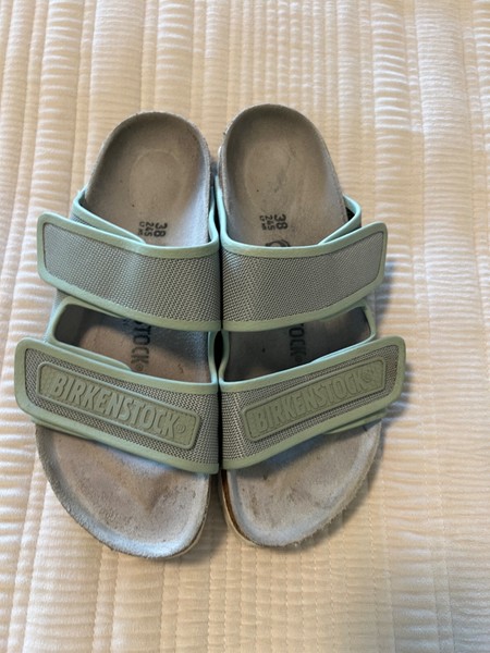 BIRKENSTOCK Women Delft Sage Green Microfiber Slides Sandal Shoe Sz 7 EU38