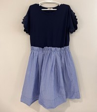 Girls Crewcuts Dress Blue Navy Striped Skirt Size 8