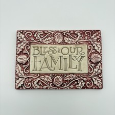 Amscan Home Bless Our Family Ceramic Wall Plaque Red & White Leaves & Acorn 