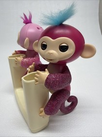 WowWee Fingerlings Glitter Monkey Lot of 2 Pink Interactive Baby Pets Tested