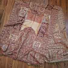 Women Pashmina Silk Blend Scarf Wrap Earth Tones Floral Fringe 26x68" Old Money