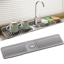 SOCORIA Faucet Mat for Kitchen Sink, 24 Inch Longer Silicone Sink Splash Guard,