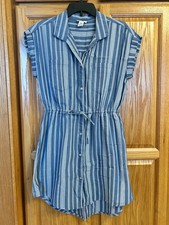 Summer Shirt Dress Striped Button Down Womens M Japna