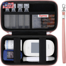 Diabetic Supplies Hard Case, Carrying Case for Diabetes Blood Glucose Meter, Por