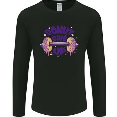 Gildan Donut Give Up Funny Gym Herren Langarm T-Shirt Crew Neck Grafik