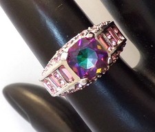 Fashion Ring, Unbranded, Size 8, A Rainbow of Stones in a Silvertone Setting