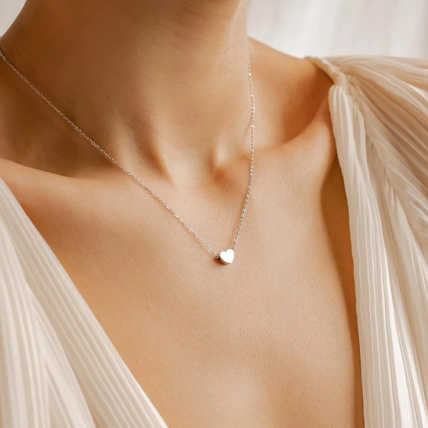 Dainty Gold Heart Necklace for Women Trendy 14K Gold Plated Love Pendant Choker