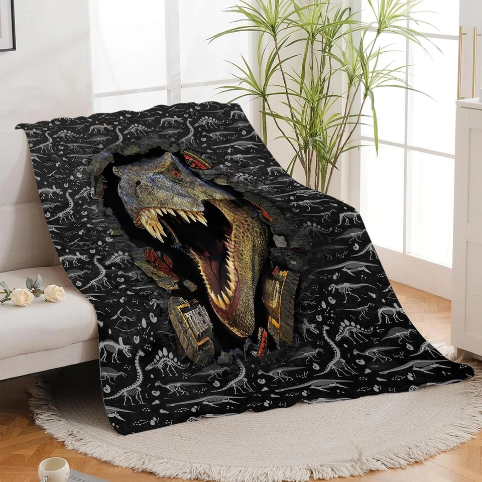 Dinosaur Blanket, Dinosaurs Throw Blanket, Animal Wild Gifts Blankets Stuff F... - Image 4 of 4