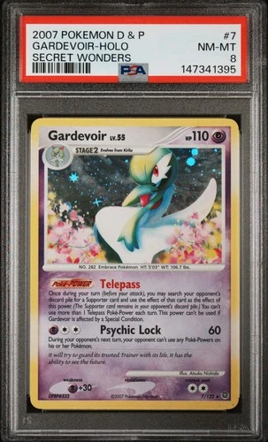 2007 POKEMON DIAMOND & PEARL SECRET WONDERS #7 GARDEVOIR-HOLO PSA 8