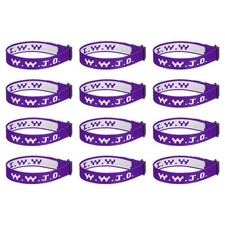 12Pcs W.W.J.D Bracelets, Christian Gifts Wristbands, Purple