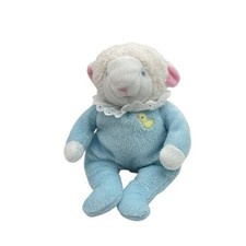 Vintage Blue EDEN Baby Lamb Sheep w/Duck Pajama Lace Collar Plush Lovey 9 HTF