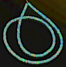 Natural Blue Opal Gemstone 3 mm Size Smooth Rondelle Shape Beads 16" Strand