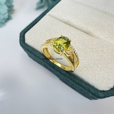 Natural Peridot Ring, Anniversary Ring, 925 Sterling Silver, August Birthstone