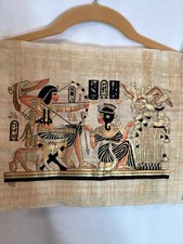 Egyptian Art on Papyrus Paper, Vintage Pharaoh Scene 13  x10  