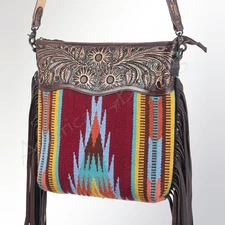 AD American Darling Cross Body Hand Tooled Saddle Blanket Genuine Leather