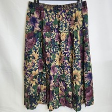 Vtg Liberty Plus All Wool Floral Pleated Skirt, Made in London, Size Medium 27"